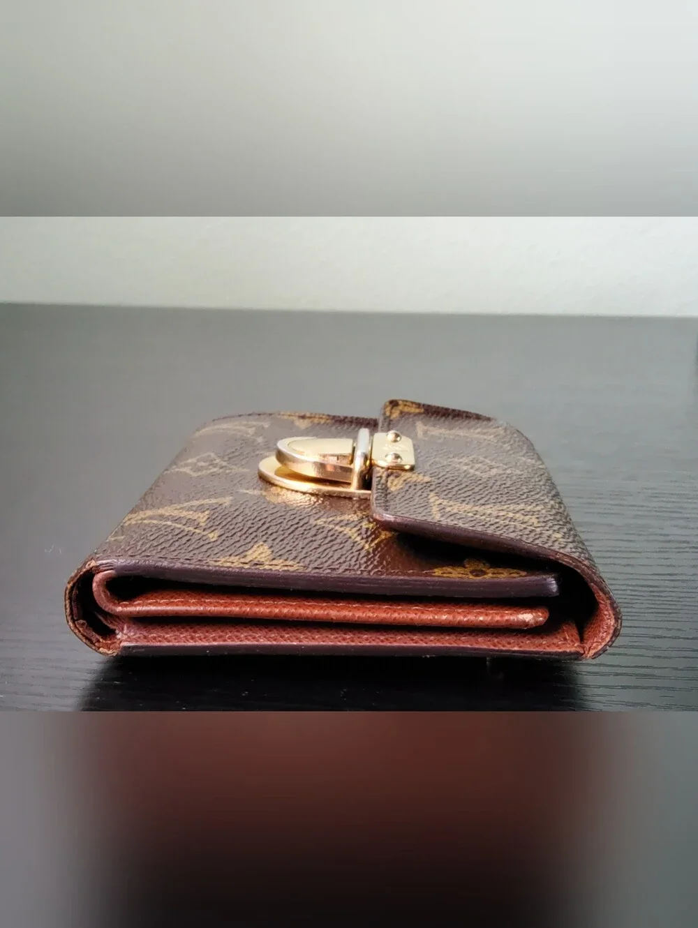 Louis Vuitton Joey Monogram Canvas Wallet with Gold Hardware - Brown